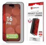DISPLEX Privacy Full Cover Panzerglas (10H) für Apple iPhone 16 Pro