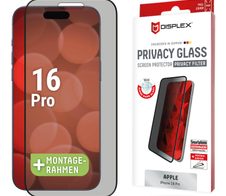 DISPLEX Privacy Full Cover Panzerglas (10H) für Apple iPhone 16 Pro