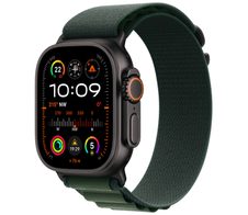 Apple Watch Ultra 2 Titanium (Cellular) 49mm Titaniumgehäuse schwarz, Alpine Loop Armand dunkelgrün (L)