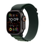 Apple Watch Ultra 2 Titanium (Cellular) 49mm Titaniumgehäuse schwarz, Alpine Loop Armand dunkelgrün (L)