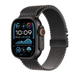 Apple Watch Ultra 2 Titanium (Cellular) 49mm Titaniumgehäuse schwarz, Milanaise Titan Armband schwarz (L)