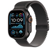 Apple Watch Ultra 2 Titanium (Cellular) 49mm Titaniumgehäuse schwarz, Milanaise Titan Armband schwarz (L)
