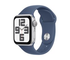 Apple Watch SE (GPS) 40mm Aluminiumgehäuse silber, Sportarmband denim (S/M)