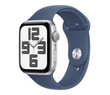Apple Watch SE (GPS) 44mm Aluminiumgehäuse silber, Sportarmband denim (M/L)