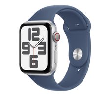 Apple Watch SE (GPS + Cellular) 44mm Aluminiumgehäuse silber, Sportarmband denim (M/L)