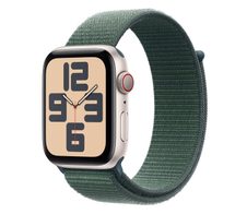 Apple Watch SE (GPS + Cellular) 44mm Aluminiumgehäuse polarstern, Sport Loop Armband seegrün