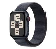 Apple Watch SE (GPS + Cellular) 44mm Aluminiumgehäuse mitternacht, Sport Loop Armband tinte