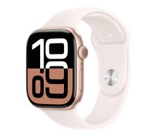 Apple Watch Series 10 Aluminiumgehäuse (GPS + Cellular) 46mm Rosegold (Sportarmband blassrosa) M/L