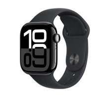 Apple Watch Series 10 Aluminiumgehäuse (GPS + Cellular) 42mm Diamantschwarz (Sportarmband schwarz) M/L