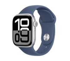 Apple Watch Series 10 Aluminiumgehäuse (GPS + Cellular) 42mm Silber (Sportarmband denim) S/M