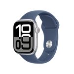 Apple Watch Series 10 Aluminiumgehäuse (GPS + Cellular) 42mm Silber (Sportarmband denim) S/M