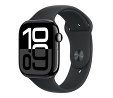 Apple Watch Series 10 Aluminiumgehäuse GPS 46mm Diamantschwarz (Sportarmband schwarz) S/M