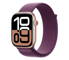 Apple Watch Series 10 Aluminiumgehäuse GPS 46mm Rosegold (Sport Loop pflaume)