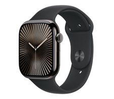 Apple Watch Series 10 Titan Schiefer (GPS + Cellular) 46mm (Sportarmband schwarz) M/L