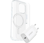 OtterBox KIT Apple iPhone 16 (Symmetry Clear MagSafe / Premium Glass / UK USB-C Wall Charger 30W - white)