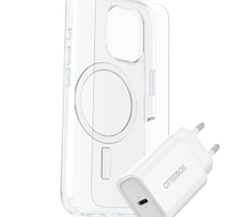 OtterBox KIT Apple iPhone 16 (Symmetry Clear MagSafe / Premium Glass / UK USB-C Wall Charger 30W - white)