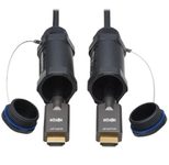 Eaton Tripp Lite Series High-Speed Armored HDMI Fiber Active Optical Kabel (AOC) mit Hooded Verbinder - 4K @ 60 Hz, HDR, IP68, Stecker/Stecker, Schwarz, 30 m 