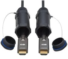 Eaton Tripp Lite Series High-Speed Armored HDMI Fiber Active Optical Kabel (AOC) mit Hooded Verbinder - 4K @ 60 Hz, HDR, IP68, Stecker/Stecker, Schwarz, 50 m 