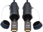 Eaton Tripp Lite Series High-Speed Armored HDMI Fiber Active Optical Kabel (AOC) mit Hooded Verbinder and Reel - 4K @ 60 Hz, HDR, IP68, Stecker/Stecker, Schwarz, 70 m 