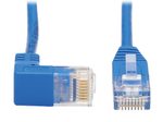 Eaton Tripp Lite Series Down-Angle Cat6 Gigabit Molded Slim UTP Ethernet Kabel (RJ45 Right-Angle Down M zu RJ45 M), Blue, 1 ft. (0.31 m)