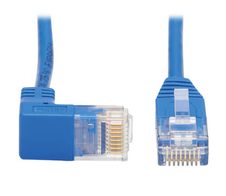 Eaton Tripp Lite Series Down-Angle Cat6 Gigabit Molded Slim UTP Ethernet Kabel (RJ45 Right-Angle Down M zu RJ45 M), Blue, 1 ft. (0.31 m)