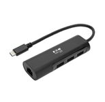 Eaton Tripp Lite Series 3-Port USB-C Hub mit LAN Port, USB-C zu 3x USB-A Ports and Gbe, USB 3.0, Schwarz