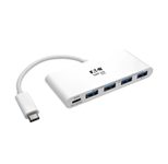 Eaton Tripp Lite Series 4-Port USB-C Hub mit Power Delivery, USB-C zu 4x USB-A Ports, USB 3.0, White