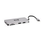 Eaton Tripp Lite Series USB-C Dock, Dual Display - 4K 60 Hz HDMI, USB 3.2 Gen 1, USB-A Hub, Memory Card, 100W PD Charging, Gray