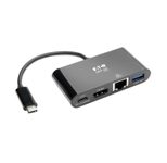 Eaton Tripp Lite Series USB-C Multiport Adapter - 4K HDMI, USB-A Port, GbE, 60W PD Charging, HDCP, Schwarz