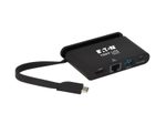 Eaton Tripp Lite Series USB-C Multiport Adapter - 4K HDMI, USB-A, GbE, Self-Szuring Kabel, 100W PD Charging, Schwarz