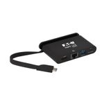 Eaton Tripp Lite Series USB-C Multiport Adapter - 4K HDMI, USB-A, GbE, Self-Szuring Kabel, 100W PD Charging, Schwarz