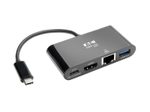 Eaton Tripp Lite Series USB-C Multiport Adapter - HDMI, USB 3.0 Port, GbE, 60W PD Charging, HDCP, Schwarz