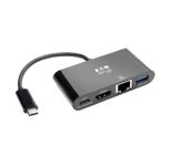 Eaton Tripp Lite Series USB-C Multiport Adapter - HDMI, USB 3.0 Port, GbE, 60W PD Charging, HDCP, Schwarz