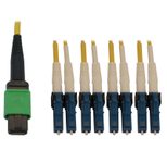 Eaton Tripp Lite Series 400G Singlemode 9/125 OS2 Switchable Fiber Optic Kabel (12F MTP/MPO-APC zu 4x Duplex LC/UPC F/M), 1 m