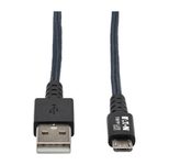 Eaton Tripp Lite Series Hochleistungsfähiges USB-A zu USB Micro-B Kabel - Stecker/Stecker, USB 2.0, UHMWPE und Aramidfasern, Grau, 10 ft. (3.05 m)