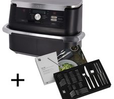 Ninja Doppel-Heißluftfritteuse AF500EU + WMF Besteckset Boston silber