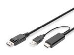 Digitus HDMI zu DP Adapter Kabel, ext. Power via USB - A 2.0m, Ultra HD, 4K@30Hz, sw