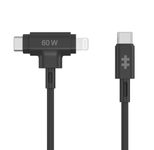 Hyper® HyperJuice USB-C und Lightning Hybrid-Silikonkabel (1,5m) - Schwarz