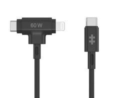 Hyper® HyperJuice USB-C und Lightning Hybrid-Silikonkabel (1,5m) - Schwarz