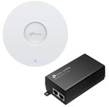 TP-Link Omada EAP772 BE9300 WiFi 7 Access Point zur Deckenmontage + TP-Link Omada POE260S Power Injector 2.5Gbps PoE+ Adapter 30W