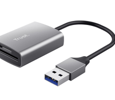 Trust Dalyx Schnelles USB-Kartenlesegerät aus Aluminium - Silber