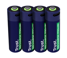 Trust Haushaltsbatterie Wiederaufladbarer Akku AA für USB-C