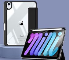 eSTUFF BOSTON Flip-Hülle für das Apple iPad Mini der 6. & 7. Generation 8,3" - Black/Clear