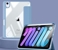 eSTUFF BOSTON Flip-Hülle für das Apple iPad Mini der 6. & 7. Generation 8,3" - Sky Blue/Clear