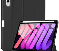 eSTUFF MIAMI Schutzhülle für das Apple iPad Mini der 6. & 7. Generation 8,3" - Black PU leather/Clear