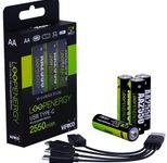 VERICO USB-Akkus mit Ladekabel LoopEnergy AA2550 Li-Ion Mignon AA 1700 mAh, 4 St.