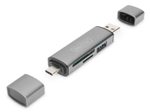 Digitus Combo Card Reader Hub (USB-C+USB 3.0) 1x SD, 1x MicroSD, 1x USB 3.0, grau