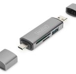 Digitus Combo Card Reader Hub (USB-C+USB 3.0) 1x SD, 1x MicroSD, 1x USB 3.0, grau