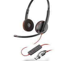 Poly Blackwire 3220 USB-C Stereo-Headset + USB-C/A-Adapter