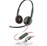 Poly Blackwire 3220 USB-C Stereo-Headset + USB-C/A-Adapter